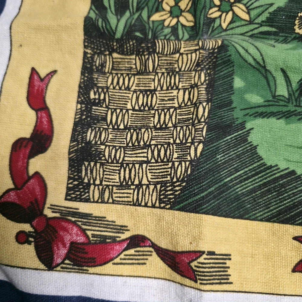 Vtg Joan Kessler Concord Fabric Apron Harvest Scene Apples Bunnies Farmhouse 80s